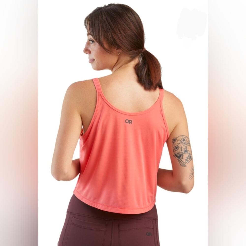 Outdoor Research Women's Echo Crop Tank in Orange Fizz